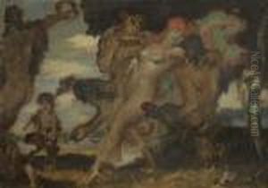 Tanzende Und Musizierende Faune Mit Weiblichem Akt