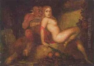 Nymphe Mit Satyr by Adolf Frey-Moock