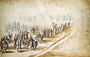 Louis XIII (1601-43) and Cardinal Richelieu (1585-1642) at the Siege of l'Ile de Re, c.1628 by Jacques Callot