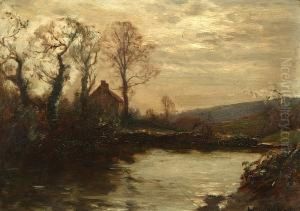 Twilight Landscape By A Riverside