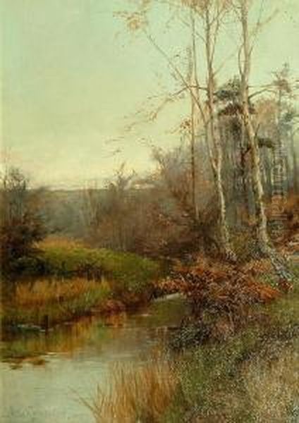 River Landscape With Silver Birch Woodland - view 1