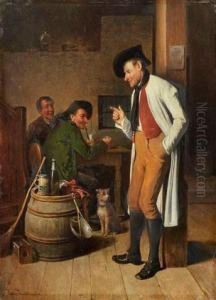 Dorfliche Wirtshausszene by Friedrich V. Malheim Friedlaender