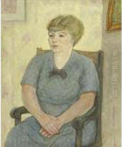 Portrait Of A Seated Woman In Blue by Arnold Aaron Friedman