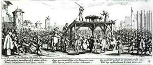 The Wheel, plate 14 from 'The Miseries and Misfortunes of War' 1633 by Jacques Callot
