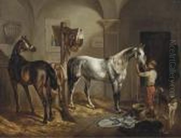 Tending To The Horses - view 1