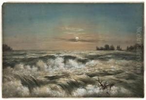 Rapids Above Niagara Falls, Bymoonlight by Washington F. Friend