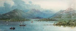 Figures Rowing On A Lake In A Mountainous Landscape, Thought To Belake Massawappi
