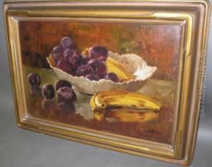 Fries, Still Life Of Plums And Bananas