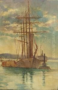A Ship On Calm Seas by Charles Arthur Fries