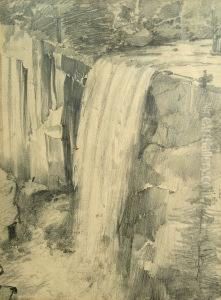 Vernal Falls, Yosemite; Also 3 Other Works On Paper By The Same Hand (group Of 4) by Charles Arthur Fries