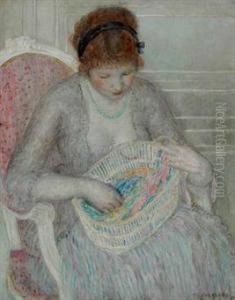 Girl With A Basket Of Ribbons by Frederick Carl Frieseke