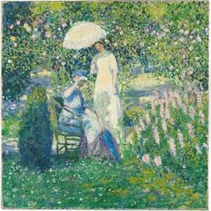 Two Ladies In A Garden by Frederick Carl Frieseke