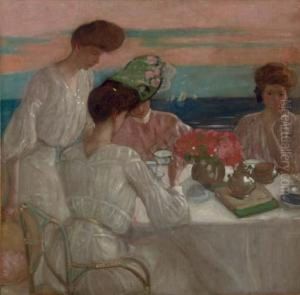 Afternoon Tea On The Terrace by Frederick Carl Frieseke