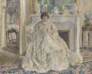 Woman Seated By A Fireplace by Frederick Carl Frieseke