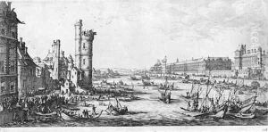 Les Deux Grandes Vues de Paris Vue du Louvre by Jacques Callot