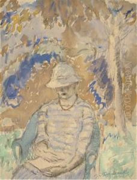 Femme Assise Dans Un Jardin - view 1