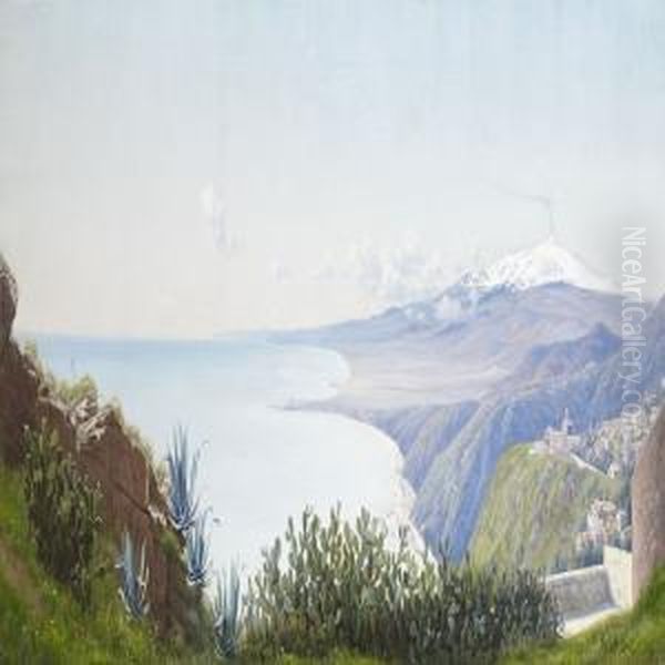 Scenery From Taormina Onsicily With Etna In The Background - view 1