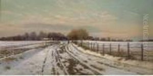 A Figure In A Winter Landscape by Hans Gabriel Friis