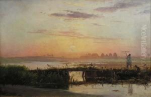 ?evening West Jutland? Soleil Couchant by Johan Didrik Frisch