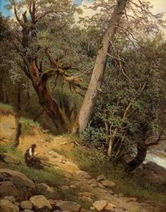Waldlandschaft Mit Holzsammlerin by Melchior Fritsch