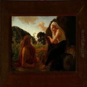 Frolich: A Scenery With A Young Couple. Unsigned