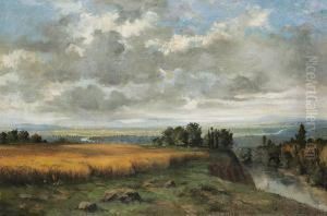 Amperlandschaftunter Gewitterwolken