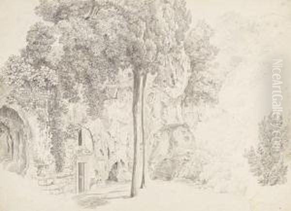 Italienische Landschaft Mit Felsgrotte - view 1