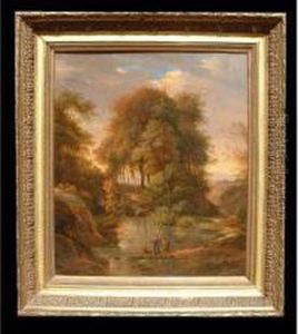 Ecole Allemande Hsp Parquete Sbd, Date 1846,une Fente Au Milieu 56x48cm by Carl Ludwig Frommel