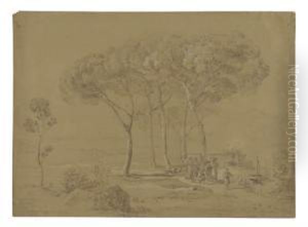 Landscape With Harvesters And A View Of Mount Etna - view 1