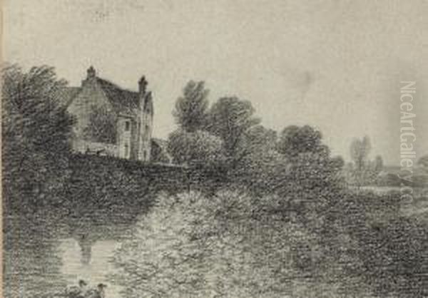 Cattle By A Barn; A Track
Through Woodland; And A Manor House Beside A River By Moonlight
(illustrated) - view 1