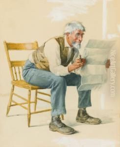 Old Man Reading A Newspaper
