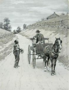 Black Worker Talking To A Man In Ahorsedrawn Buggy. by Arthur Burdett (Sr.) Frost