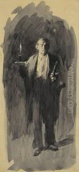 Man With Candle And Pistol. - view 1