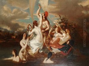 Water Nymphs Ferrying A Young Warrior Over A River by William Edward Frost