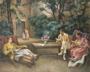 Reading On The Terrace At Venice by Roger Fry