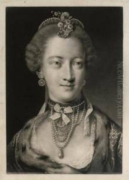 A Fashionable Lady, With A Pearl
 Necklace And Pearl Diadem Supporting A Scroll And Spray Of Flowers, 
From 
Life-sized Heads by Thomas Frye