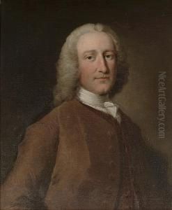 Portrait Of A Gentleman, Half-length, In A Brown Coat , With A White Cravat by Thomas Frye
