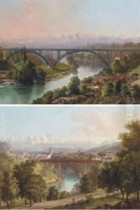 View Of Berne Towards The Alps; And View Of The Railway Bridge, Bern View Of Berne Towards The Alps; And View Of The Railway Bridge, Bern