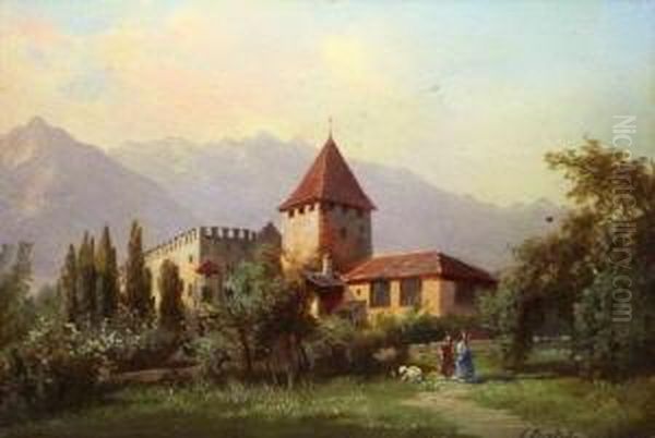 Burg Rubain Bei Meran, Mit Figurenstaffage - view 1