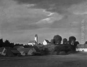 "blick Auf Mitterndorf". Sign. Ol
 Auf Hartfaser. 51 X 66 Cm. Rahmen