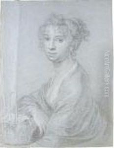 Portrait Of A Young Woman Holding A Basket Of Flowers Portrait Of A Young Woman Holding A Basket Of Flowers