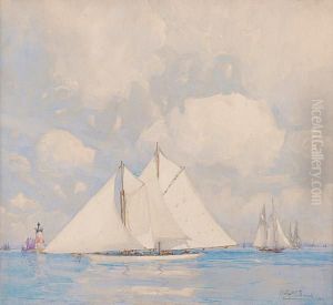 Big Cutters In Light Airs by Albert Henry Fullwood