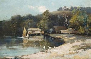 Cove Scene With Boat Houses