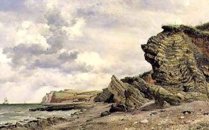 Triassic Cliffs at Blue Anchor, North Somerset, 1866 by Edward William Cooke