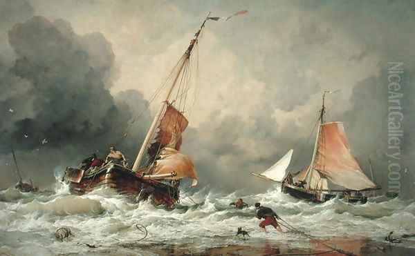 Dutch Pincks arriving and preparing to put to sea on the return of the tide, 1856 - view 1