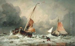 Dutch Pincks arriving and preparing to put to sea on the return of the tide, 1856 by Edward William Cooke