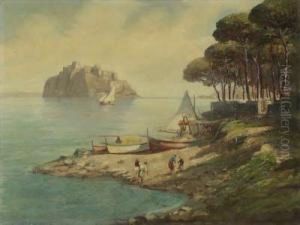 Blick Uber Eine Landzunge Zu Einer Insel Mit Castell by Vincenzo Funiciello