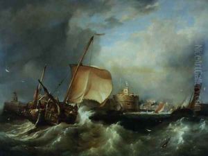 French Herring Boat Running into the Port off Havre de Grace by Edward William Cooke