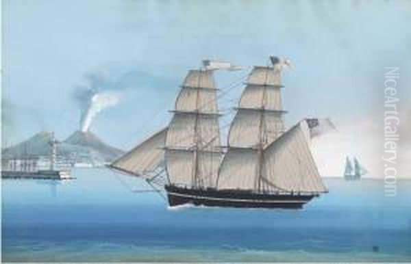 The Brig Brothers Of Poole Under Full Sail Off Naples - view 1