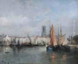 Vue Du Port De La Rochelle by Albert Tibule Furcy De Lavault